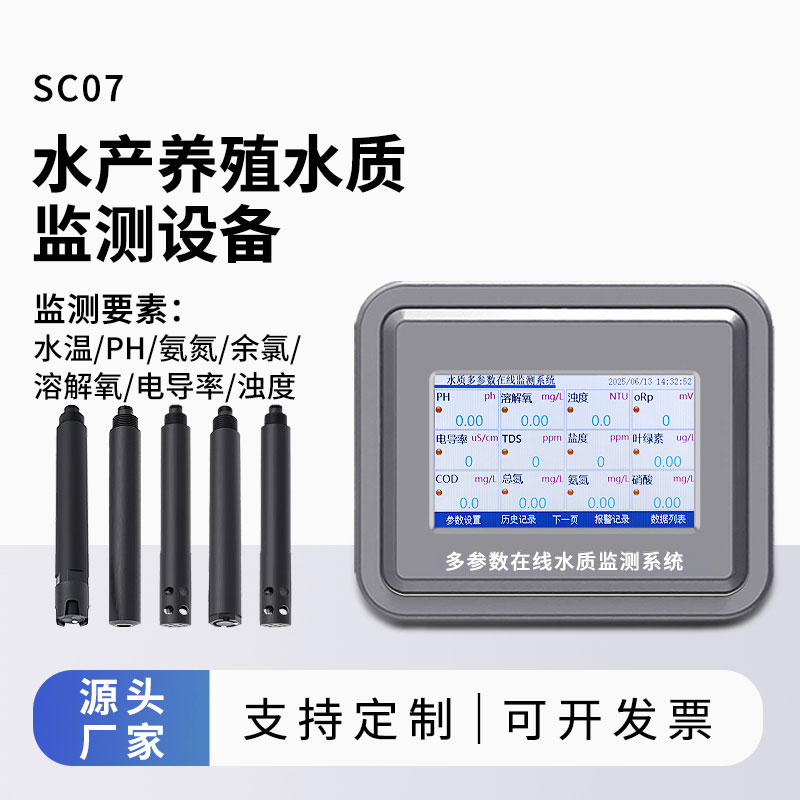 水產(chǎn)水質(zhì)監(jiān)測參數(shù)（水溫、ph、氨氮、余氯、溶解氧、電導率、濁度）